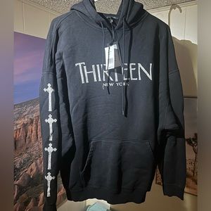 R13 original brand wash black color unique large oversized hoodie high standard